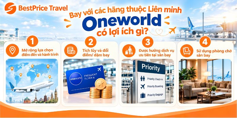 Lợi ích khi bay với các hãng thuộc Liên minh Oneworld