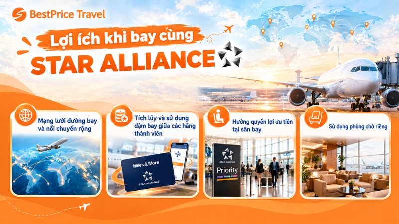 Lợi ích khi bay cùng Liên minh hàng không Star Alliance