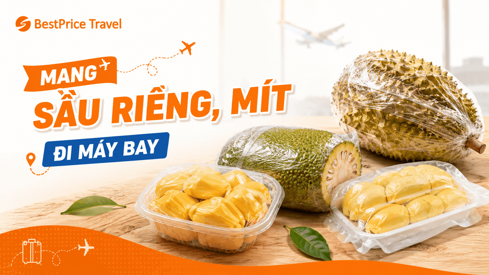 Cách mang sầu riêng, mít đi máy bay