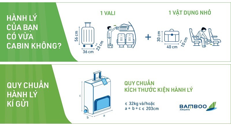 Các quy định kích thước hành lý của Bamboo Airways 