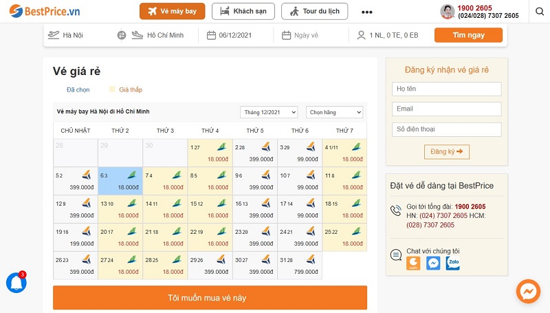 Check giá vé máy bay rẻ nhất theo tháng tại BestPrice.vn