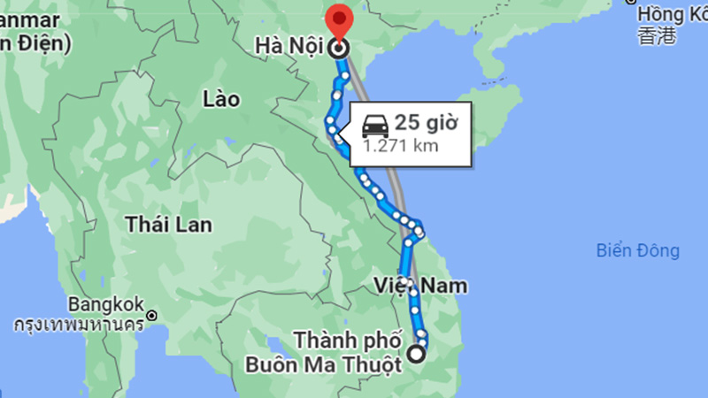 Khoảng cách từ Buôn Ma Thuột đến Hà Nội