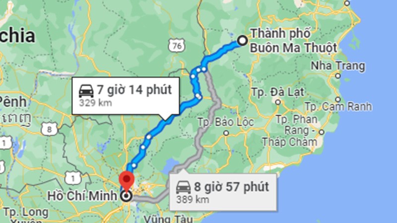 Khoảng cách từ Buôn Ma Thuột đến Sài Gòn