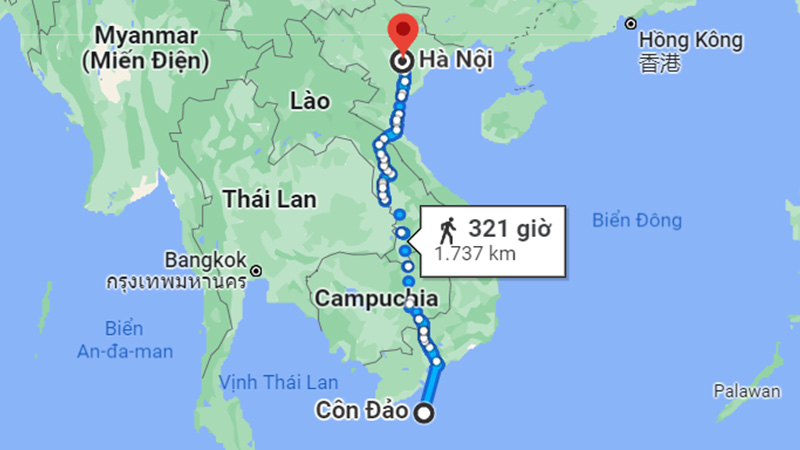 Khoảng cách Côn Đảo - Hà Nội theo đường thủy