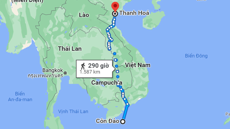 Khoảng cách Côn Đảo - Thanh Hóa theo đường thủy