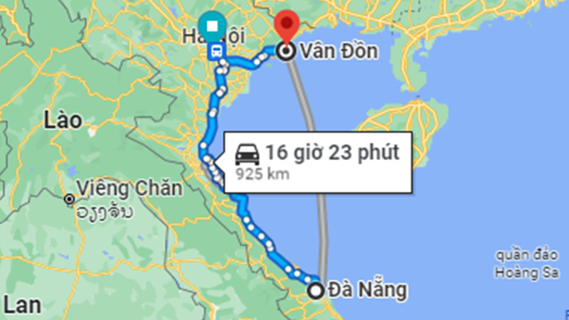 Khoảng cách Đà Nẵng đi Vân Đồn theo đường bộ