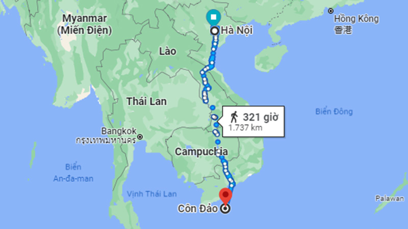 Khoảng cách từ Hà Nội tới Côn Đảo theo đường thủy