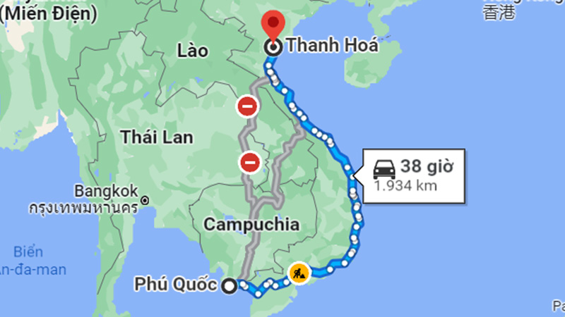 Khoảng cách từ Phú Quốc đến Thanh Hóa