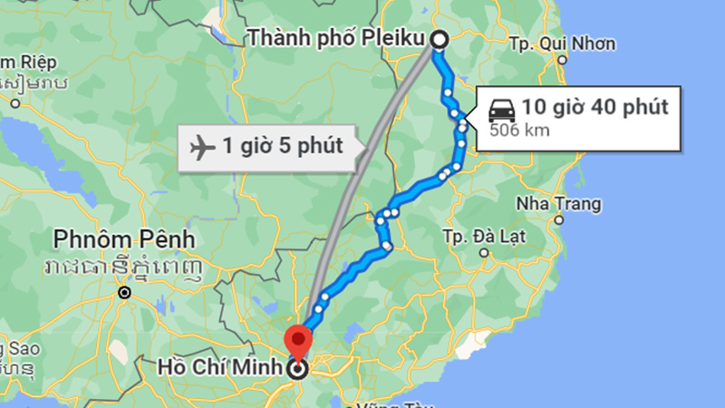 Khoảng cách từ Pleiku đến Sài Gòn