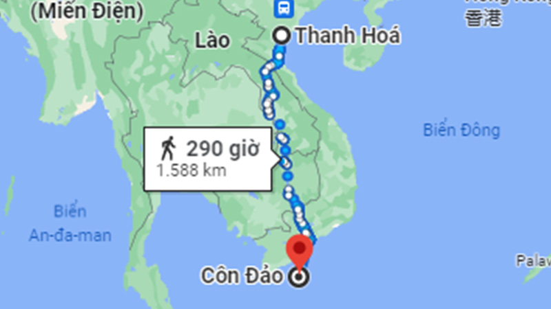 Khoảng cách từ Thanh Hóa tới Côn Đảo theo đường thủy