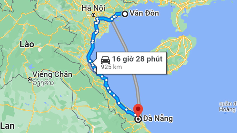 Khoảng cách từ Vân Đồn đến Đà Nẵng