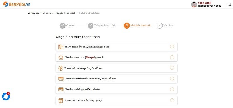 Các hình thức thanh toán tại BestPrice