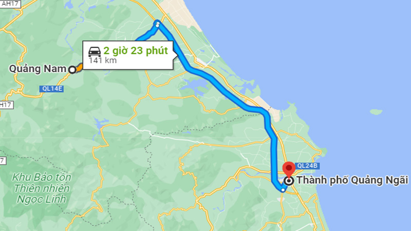 Cách di chuyển từ trung tâm Quảng Nam đi Quảng Ngãi