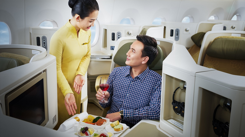 Chất lượng dịch vụ của hạng Thương gia Vietnam Airlines luôn được hành khách đánh giá cao