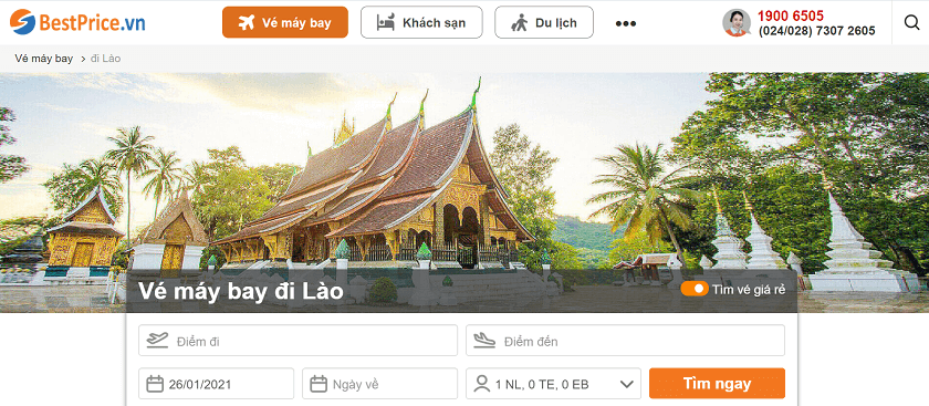 Đặt vé máy bay từ Việt Nam đi Lào tại BestPrice