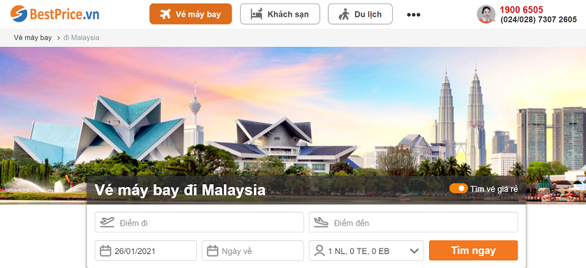 Đặt vé máy bay từ Việt Nam đi Malaysia tại BestPrice