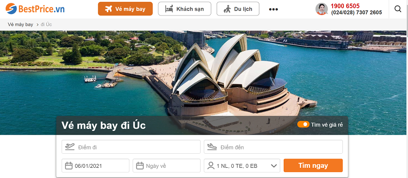 Đặt vé máy bay từ Việt Nam đi Úc tại BestPrice
