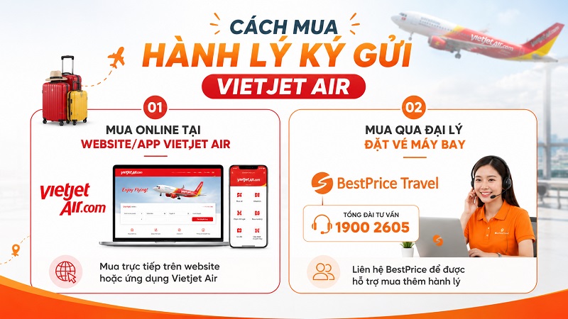 Cách mua hành lý ký gửi Vietjet Air