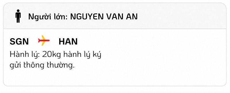 Hoàn tất mua thêm hành lý ký gửi