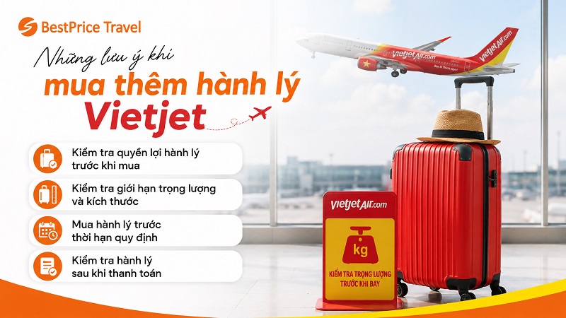 Lưu &yacute; khi mua th&ecirc;m h&agrave;nh l&yacute; Vietjet Air