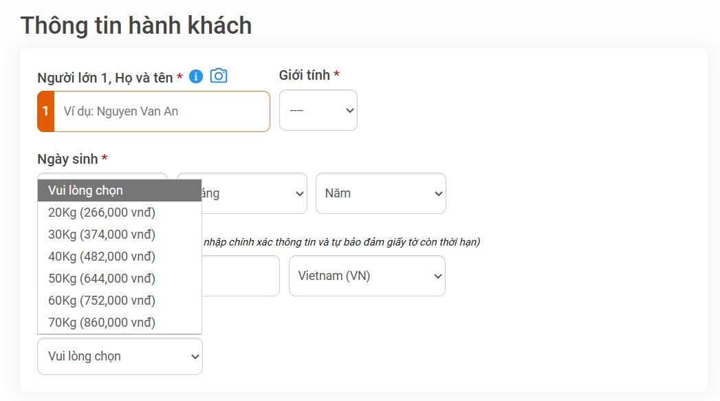 Chọn mua th&ecirc;m h&agrave;nh l&yacute; Vietjet Air khi đặt v&eacute; tại BestPrice