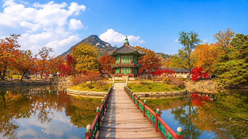 Cung điện Gyeongbokgung rợp sắc đỏ