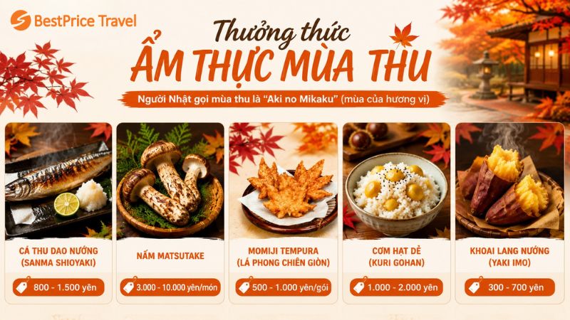 Thưởng thức ẩm thực mùa thu Nhật Bản