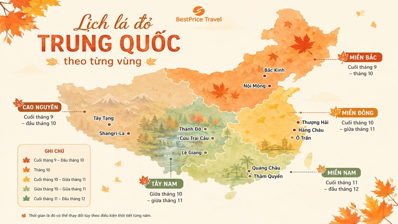 Lịch l&aacute; đỏ theo từng v&ugrave;ng