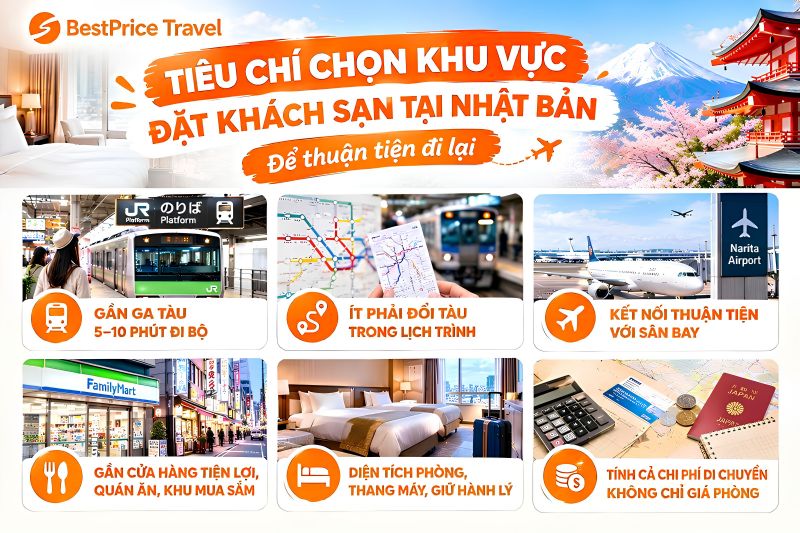 Tiêu chí chọn khu vực đặt khách sạn Nhật Bản