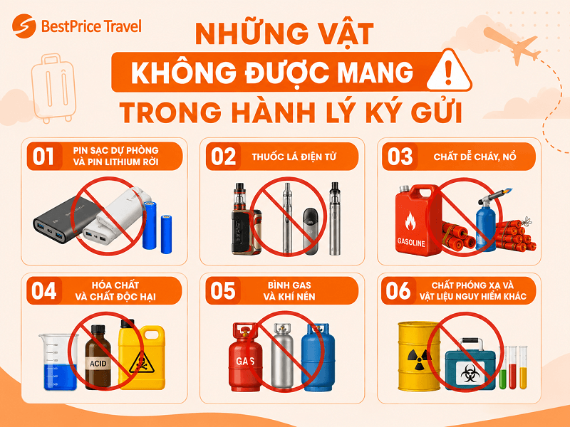 Những vật không được mang trong hành lý ký gửi