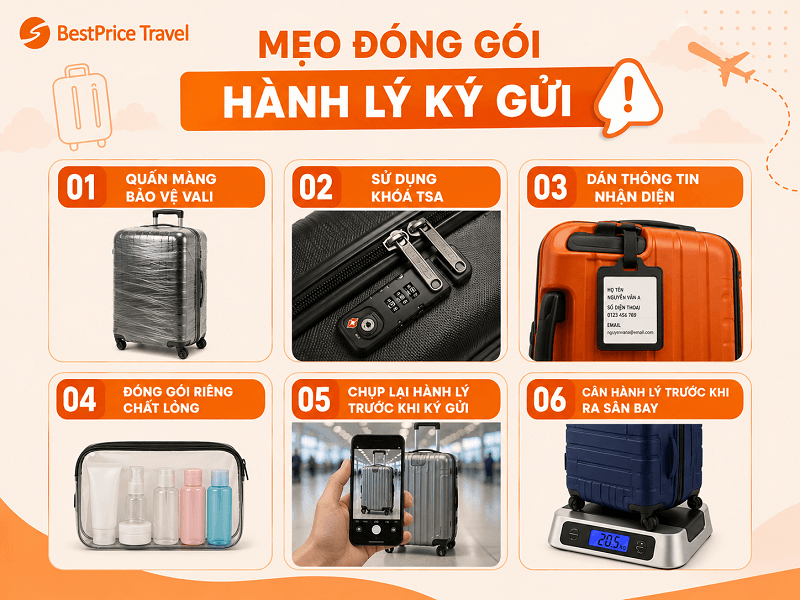 Mẹo đóng gói hành lý để ký gửi