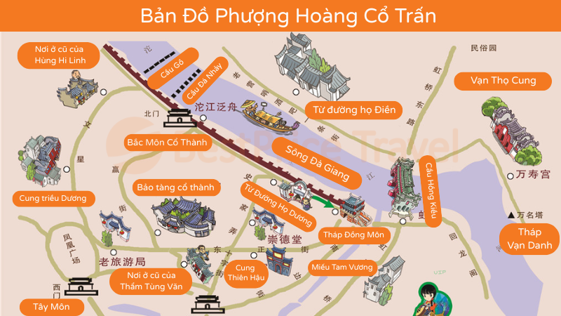 Bản đồ du lịch Phượng Hoàng Cổ Trấn