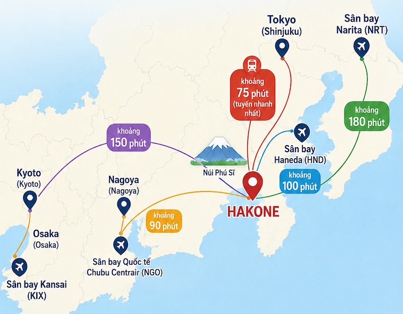 Vị trí của Hakone trên bản đồ