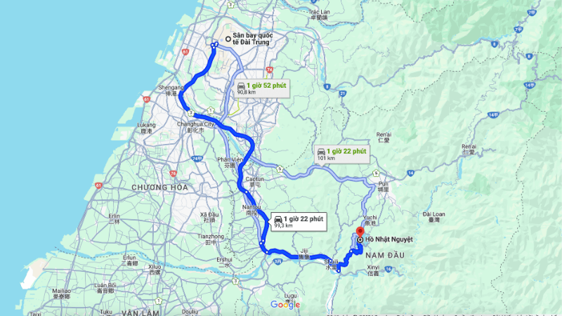 Cách đi hồ Nhật Nguyệt và quãng đường di chuyển từ Đài Trung đến hồ