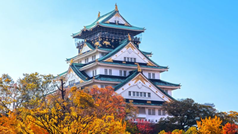 Check-in Osaka Castle m&ugrave;a thu đầy thơ mộng