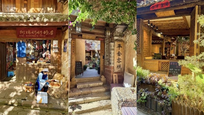 Những ng&otilde; nhỏ với c&aacute;c tiệm cafe, tiệm qu&agrave; lưu niệm quanh trấn 