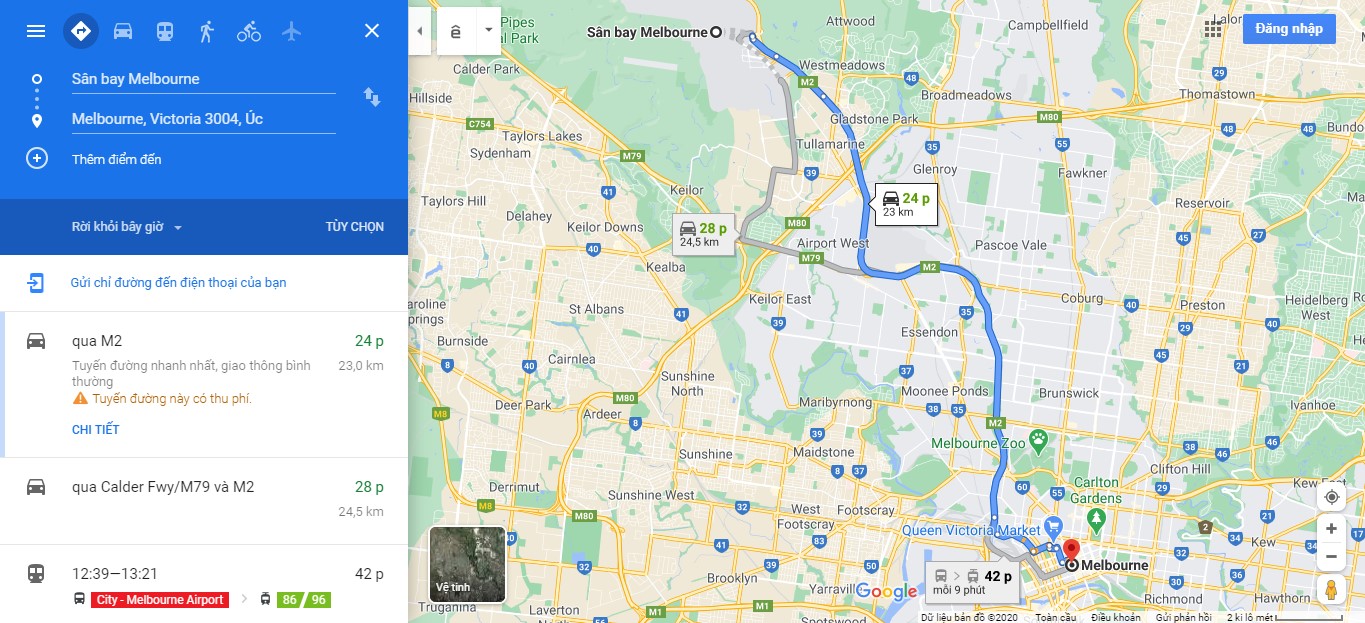 Thời gian đi từ sân bay Melbourne đến trung tâm thành phố Melbourne