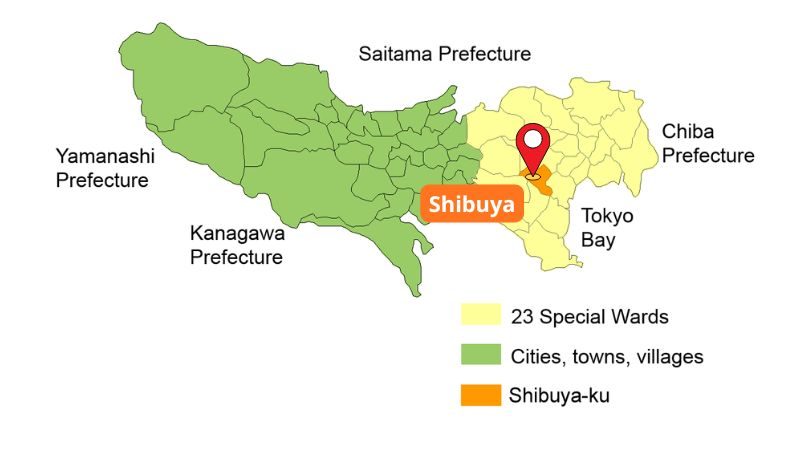 Vị trí Shibuya trên bản đồ Nhật Bản