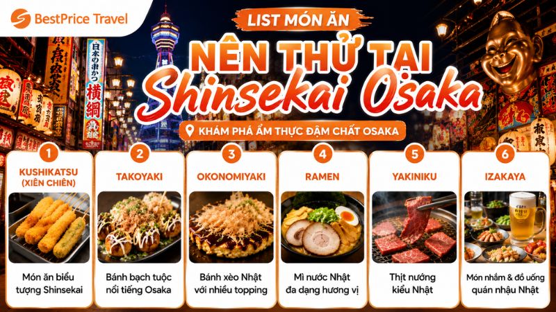 Những m&oacute;n ăn n&ecirc;n thử khi đến Shinsekai