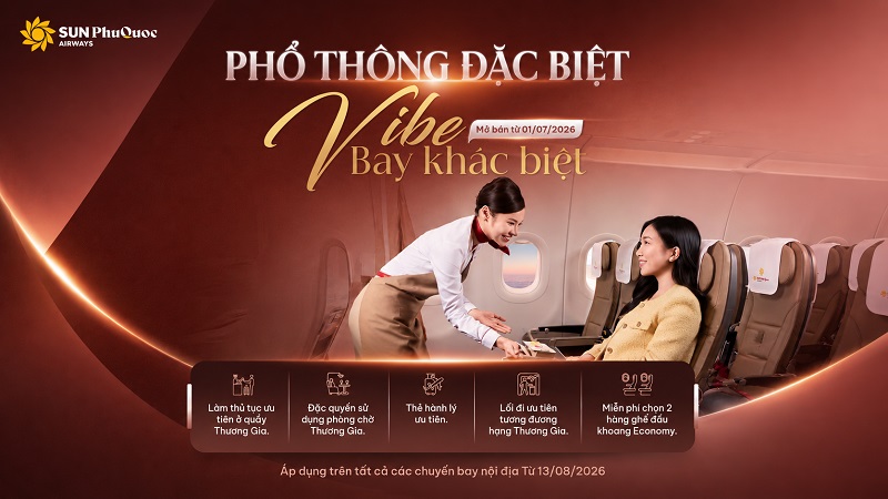Sun PhuQuoc Airways triển khai hạng v&eacute; Phổ th&ocirc;ng Đặc biệt (Premium Eco)