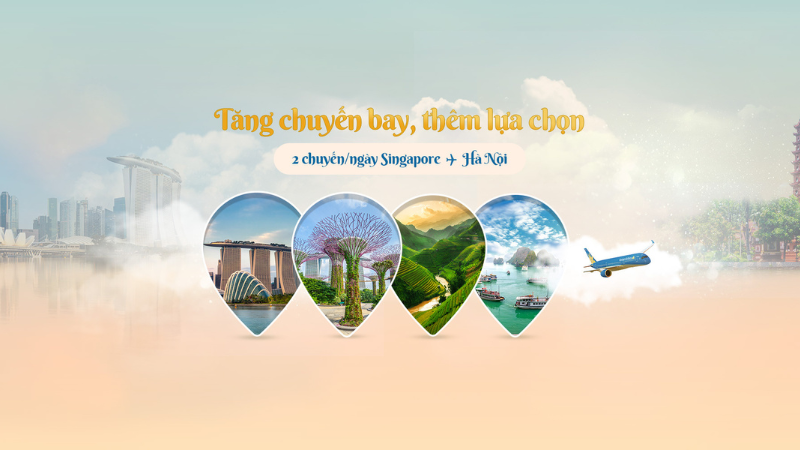 Vietnam Airlines tăng tần suất bay Hà Nội đi Singapore lên 02 chuyến/ngày