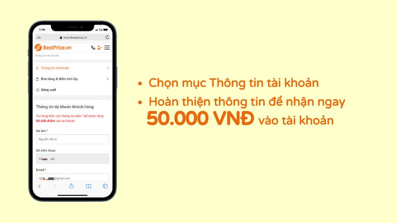 Đăng ký tài khoản tích điểm nhận ngay 50.000 VNĐ vào tài khoản