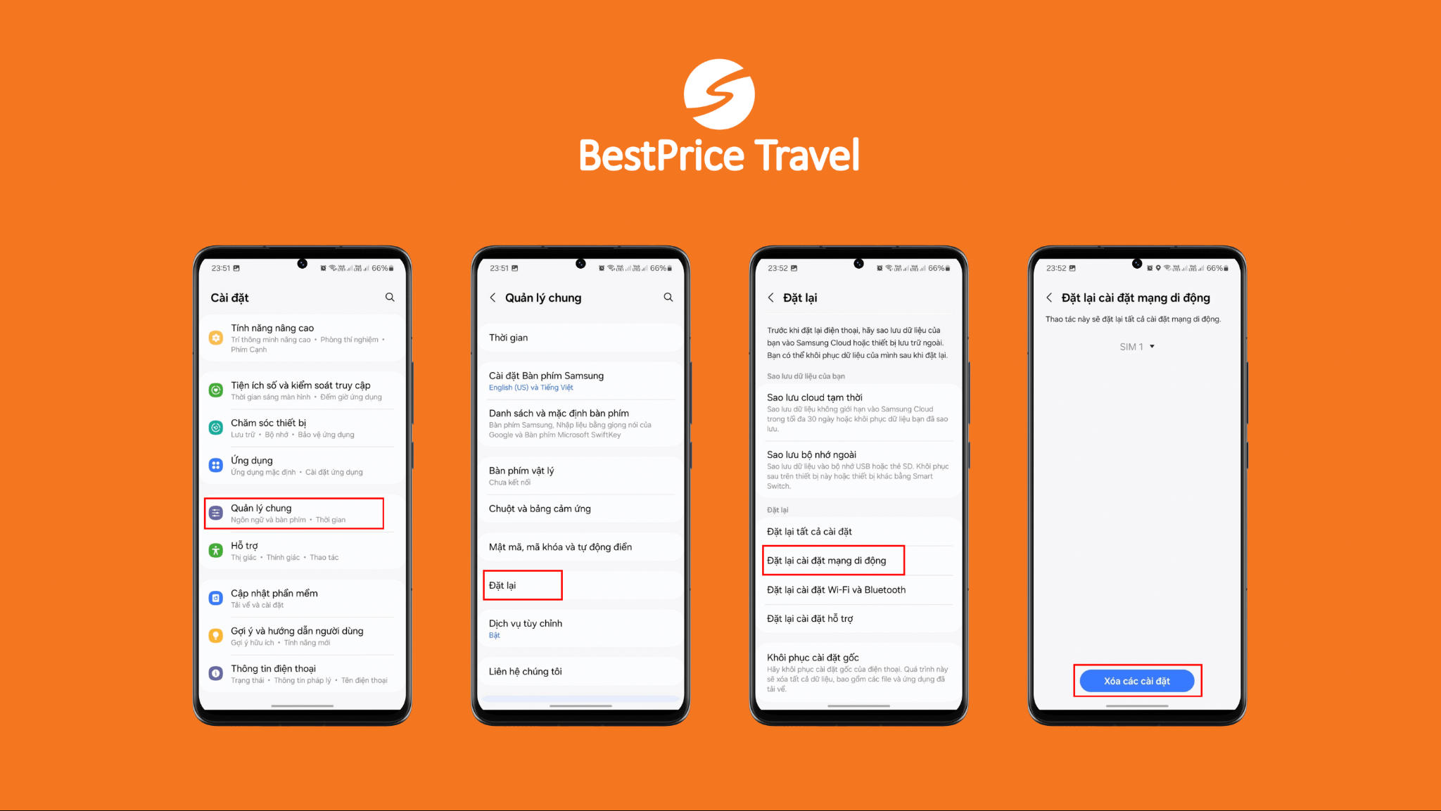 Cài đặt lại mạng trên thiết bị Android