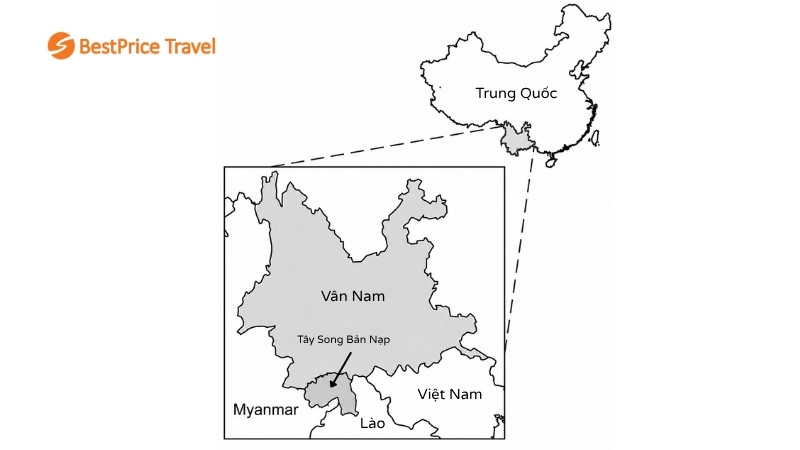 Vị trí của Tây Song Bản Nạp so với Việt Nam