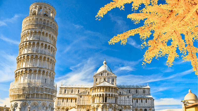 Du lịch Pháp mùa thu tham quan tháp nghiêng Pisa Ý
