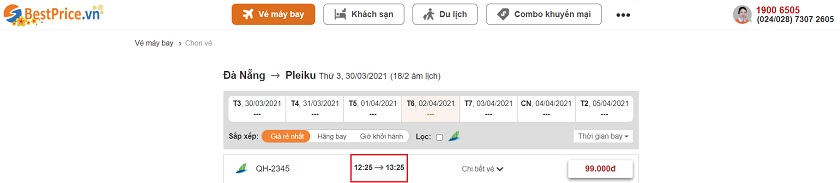 Đặt vé máy bay giá rẻ Đà Nẵng đi Pleiku tại website bestprice.vn