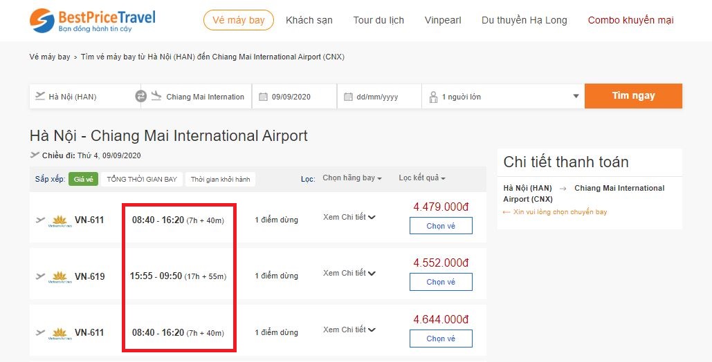 Thời gian bay từ Hà Nội đến Chiang Mai mất bao lâu?