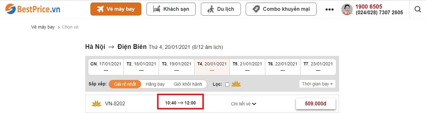Đặt vé máy bay Hà Nội đi Điện Biên tại website bestprice.vn