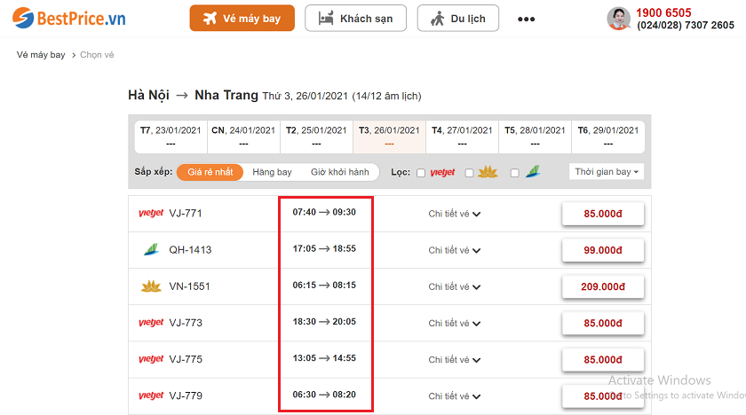 Đặt vé máy bay Hà Nội đi Nha Trang tại bestprice.vn