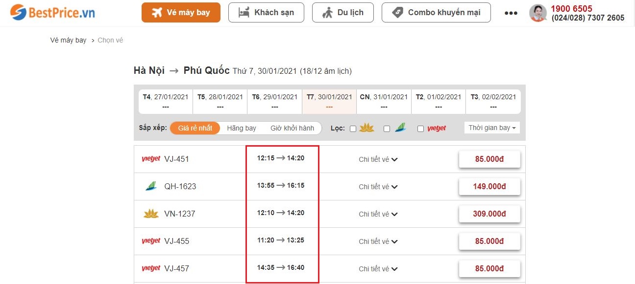 Đặt vé máy bay từ Hà Nội đến Phú Quốc tại bestprice.vn